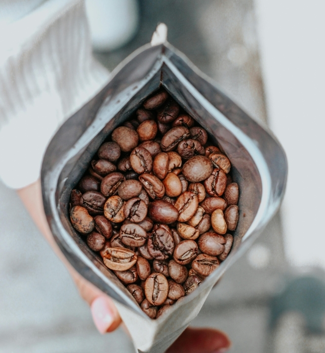 Bag of coffee beans for an employee welcome kit