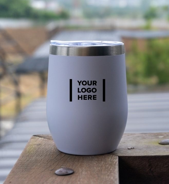 Insulated promotional tumbler with a logo placeholder