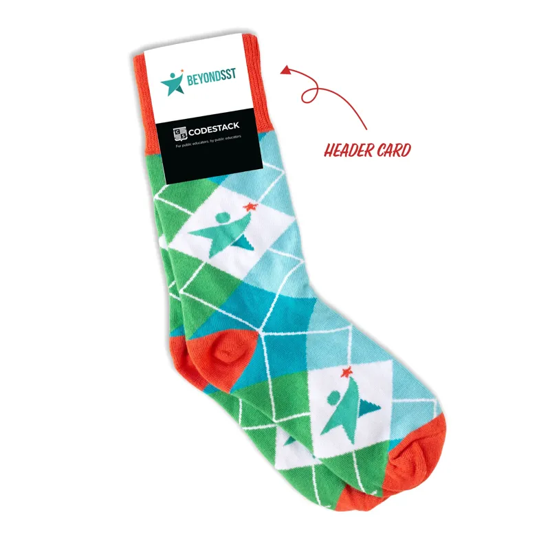 Custom Crew Socks - Choice in branded packaging with custom header card