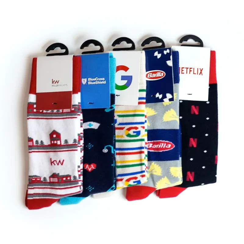 Custom Crew Socks - Choice group display showing multiple pairs of custom branded socks