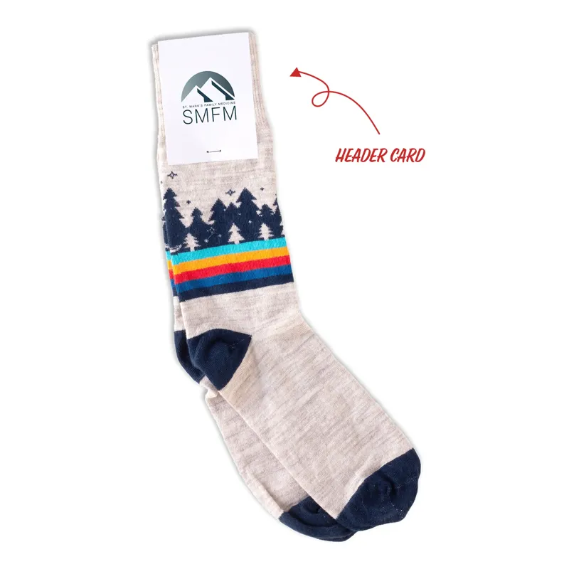 Custom Wool Crew Socks close-up showing knit texture and custom design detail