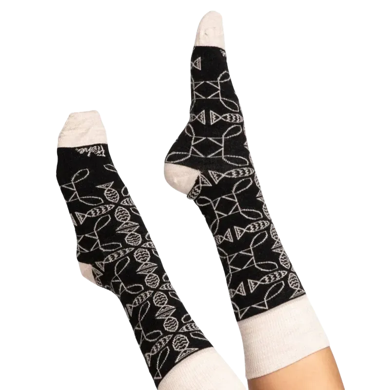 Custom Wool Crew Socks lifestyle photo showing custom branded socks being worn