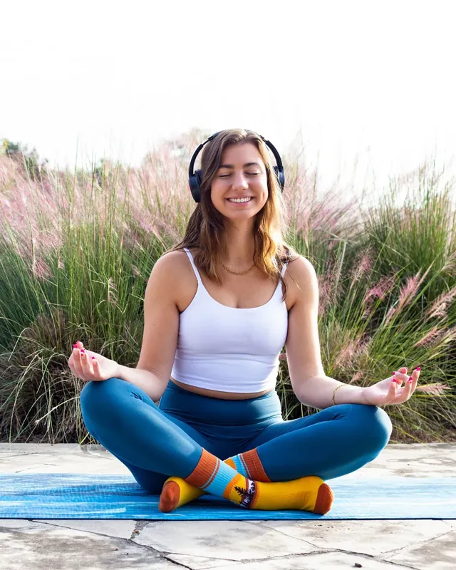 Custom Athletic Crew Socks lifestyle photo showing custom branded socks being worn