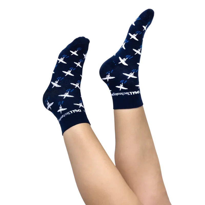 Custom quarter crew socks being worn